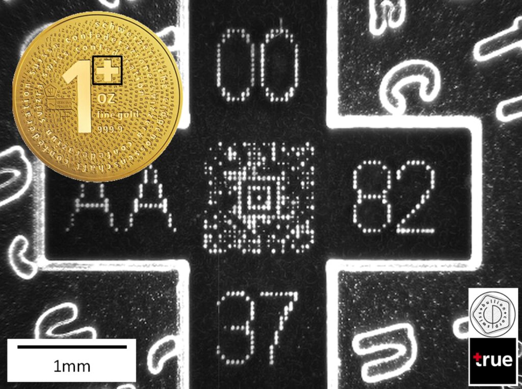 Anticounterfeiting marking on gold bullion